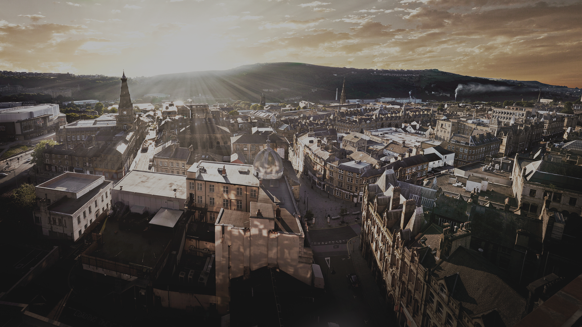 A dramatic sunset over Halifax Town Centre